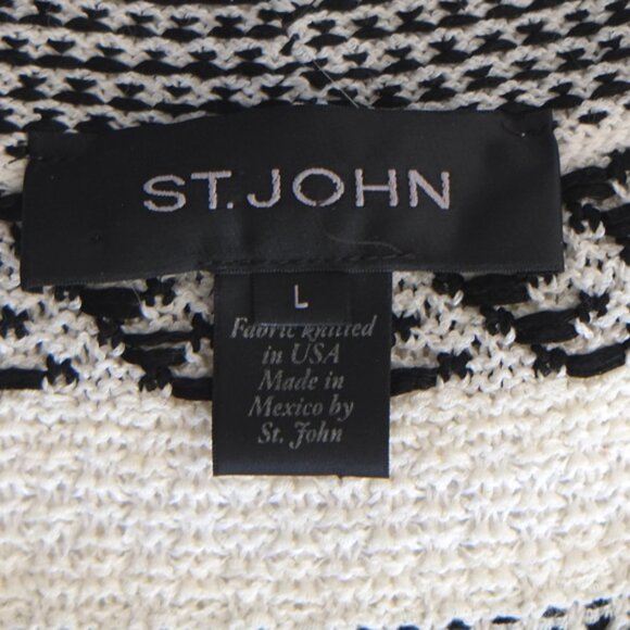 AS-NEW St. John "Darya" fringed knit striped cardigan - Picture 4 of 6
